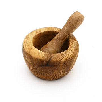Mortier avec pilon en bois d'olivier 8cm - 1