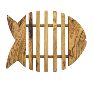 Dessous de plat en forme de poisson en bois d'olivier - 2