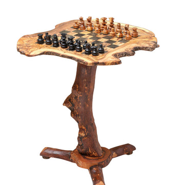 Table de jeu d'échecs en bois d'olivier