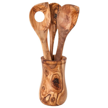 Support à ustensiles en bois d'olivier