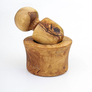 Mortier presse ail en bois d’olivier 8 cm