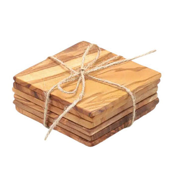 Lot de 5 sous-verres en bois d'olivier