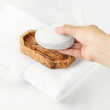 Porte-savon design en bois d'olivier