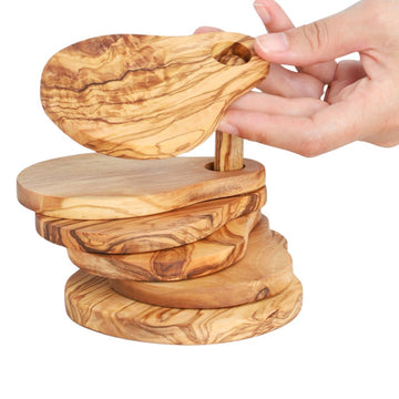 Set de 5 sous-verres en bois d'olivier