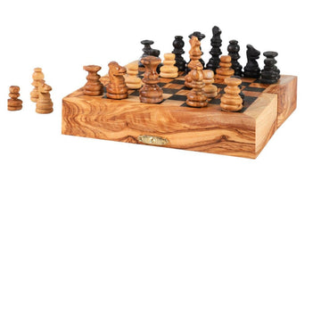 Jeu d'échecs pliable en bois d'olivier