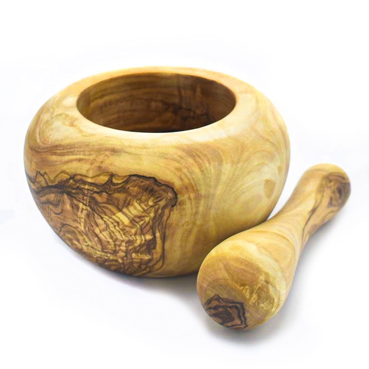 Mortier avec pilon en bois d'olivier 12cm  - 2