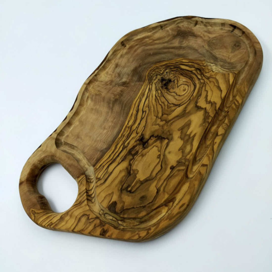 Planche à découper en bois d'olivier avec trou 35 cm  - 1