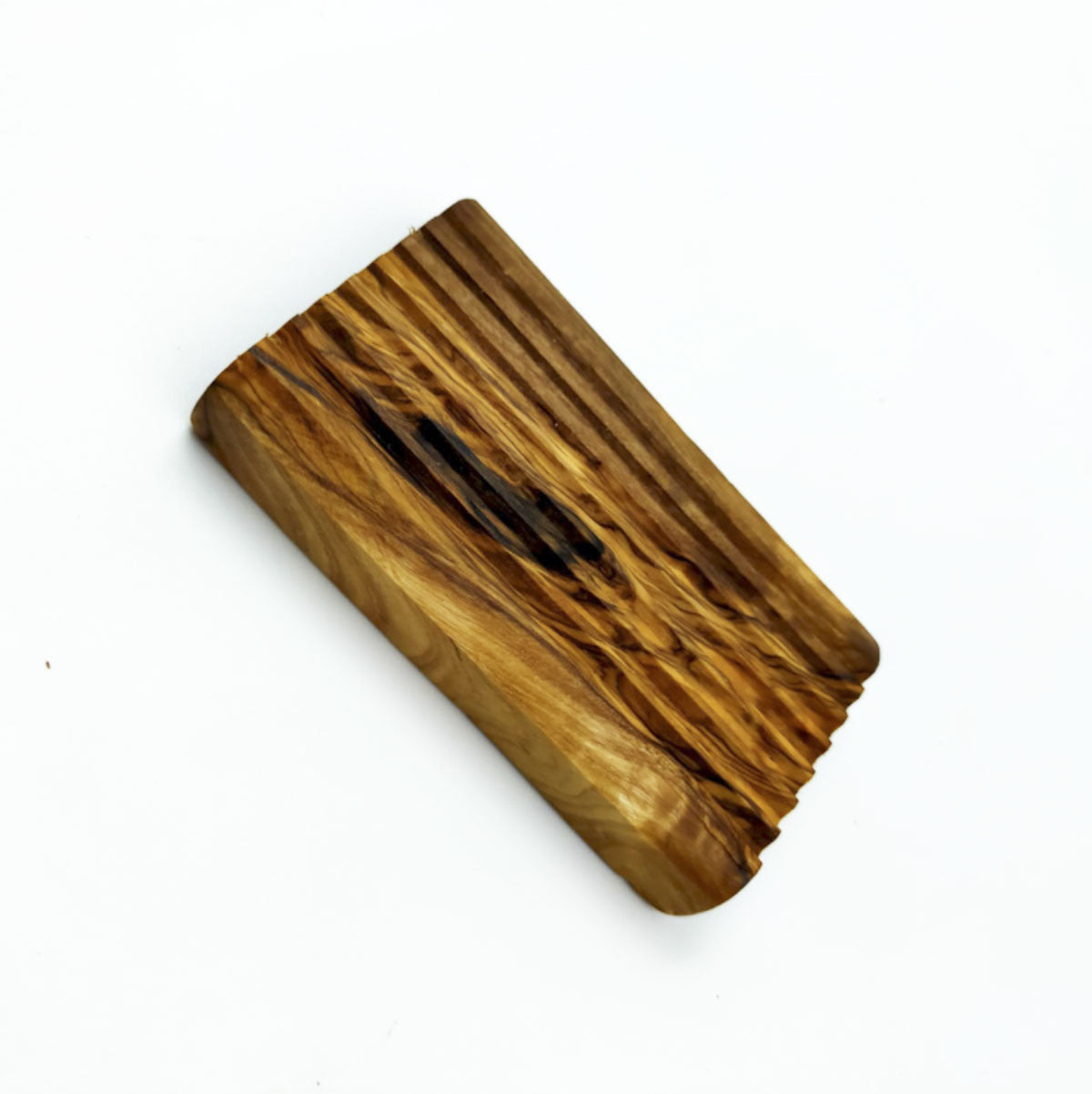 Porte savon avec rainures en bois d'olivier  - 1
