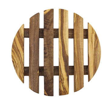 Dessous de plat rond en bois d'olivier  - 2