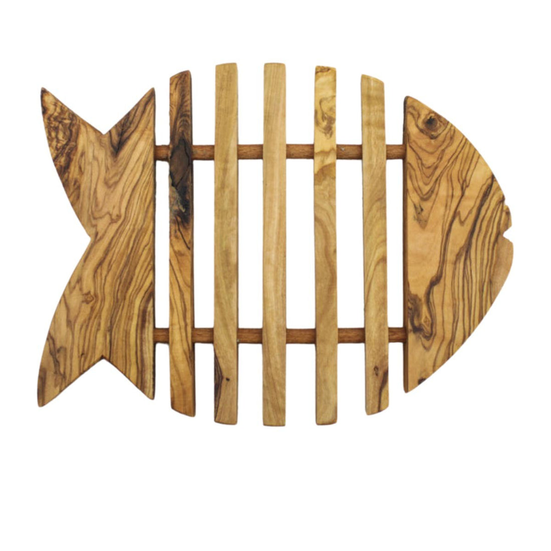 Dessous de plat en forme de poisson en bois d'olivier  - 2