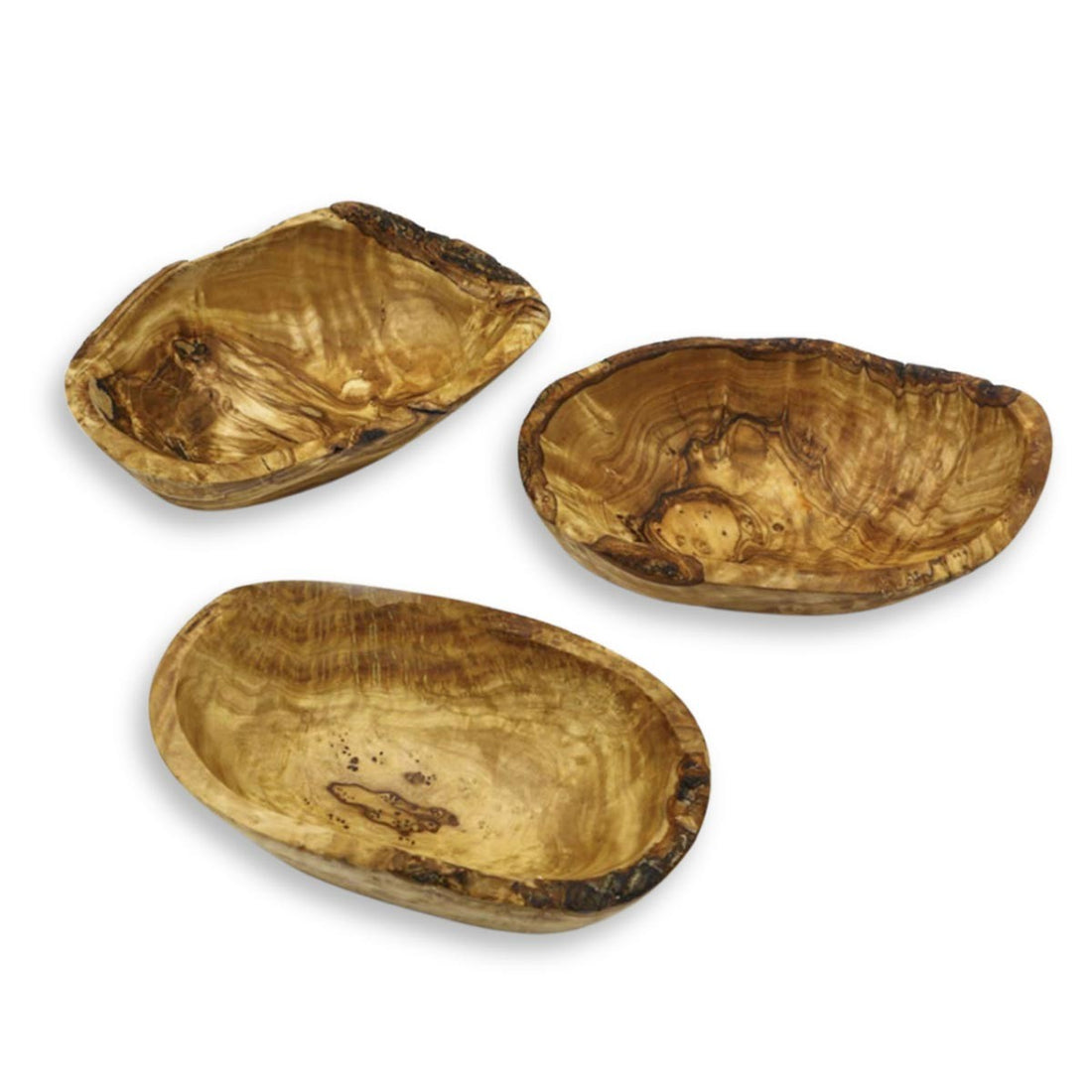 Set de 3 ravier rustique en bois d'olivier  - 3