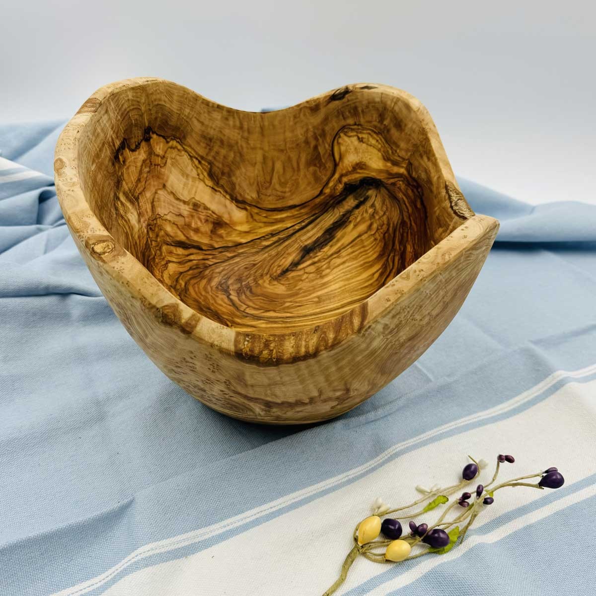 saladier rustique en bois d'olivier  - 5