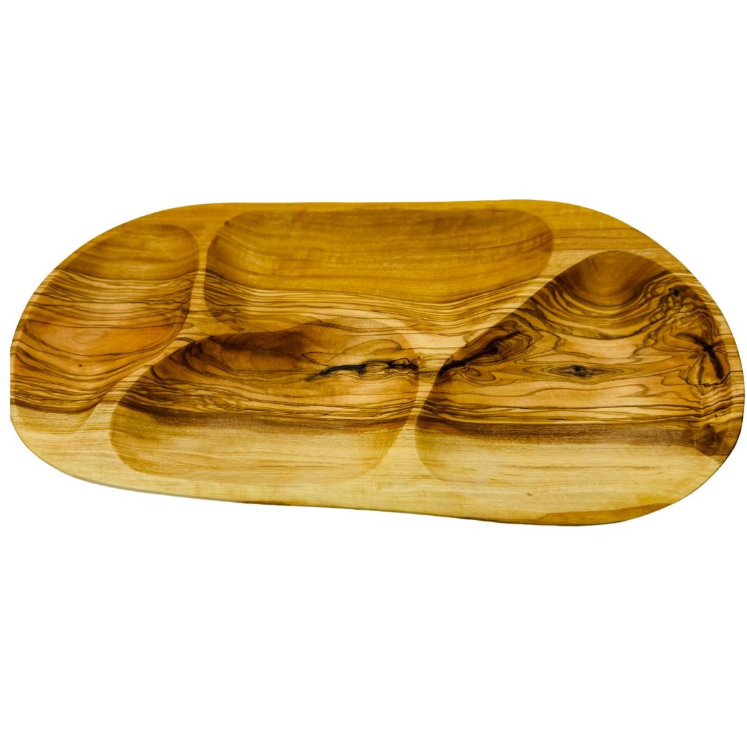 Plat apéritif à compartiments en bois d'olivier  - 2