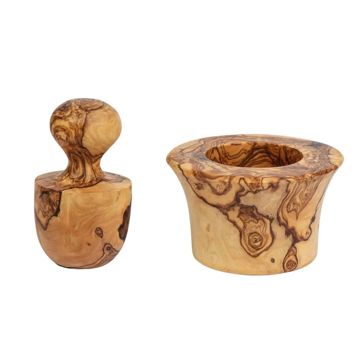 Mortier presse ail en bois d’olivier 12 cm